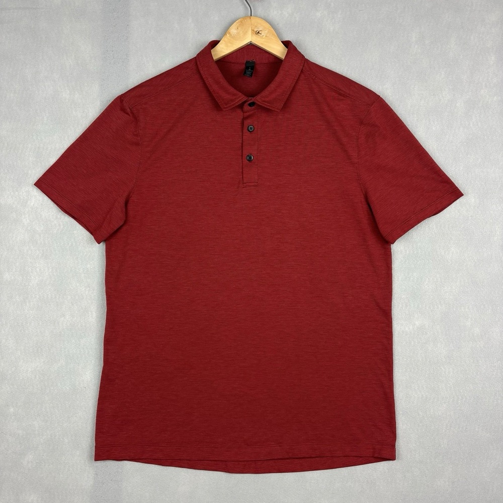 Lululemon Evolution Polo Men’s Large Red Short Sleeve Performance Stretch Golf